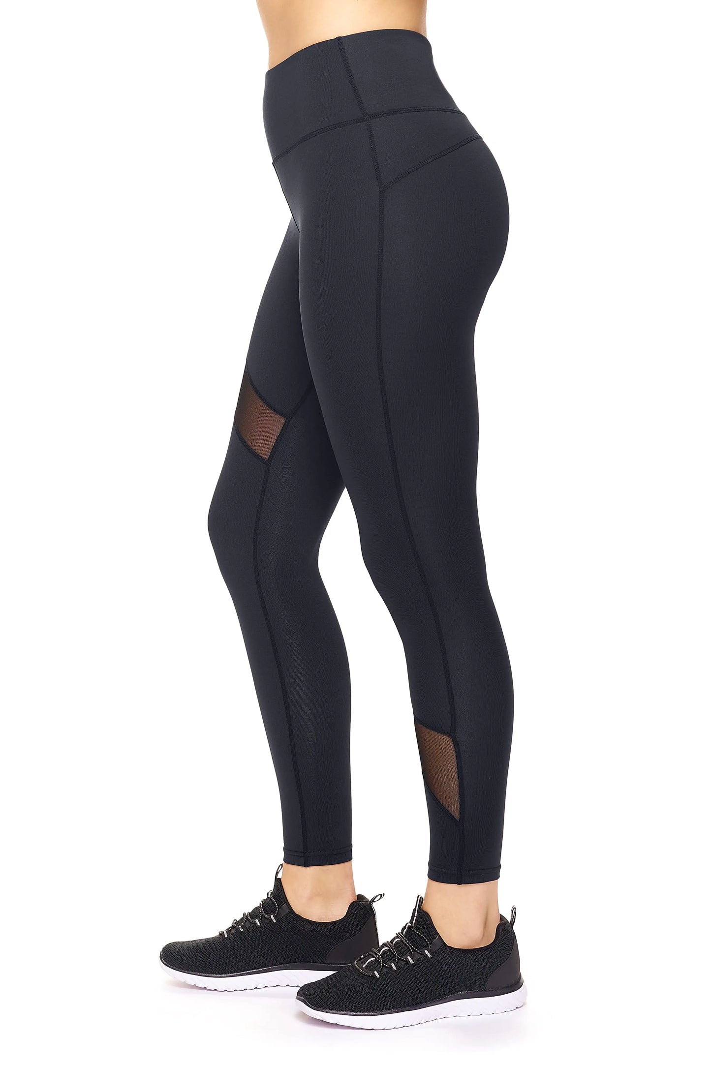 Women's High-Waist Asymmetric Mesh Panel Leggings