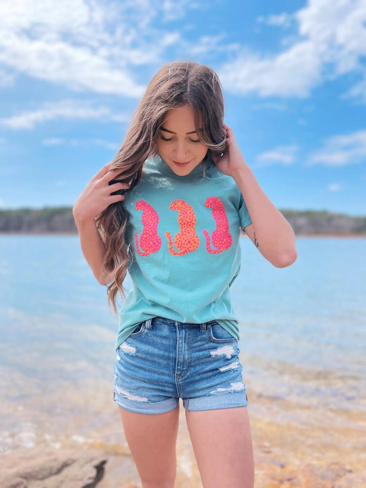 Seafoam Leopard Tee