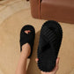 Home Fur Cross Belt Cotton Slippers Women